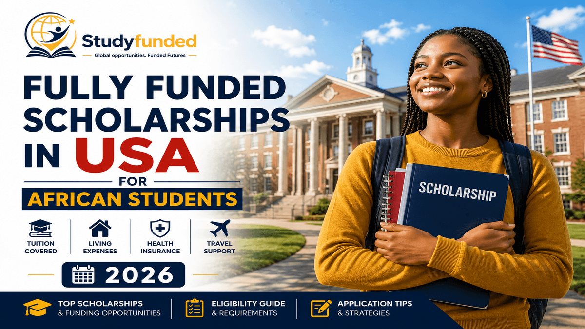 African student on a US university campus for fully funded scholarships in USA for African students 2026